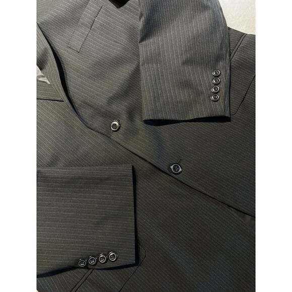 Haggar Suit Up 46L Dark Gray Multi-Stripe Mens Blazer Suit Jacket - Picture 7 of 16